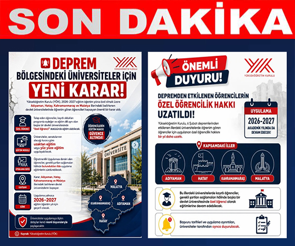 YÖK, 4 İlde Özel Öğrencilik Hakkını Bir Yıl Daha Uzattı